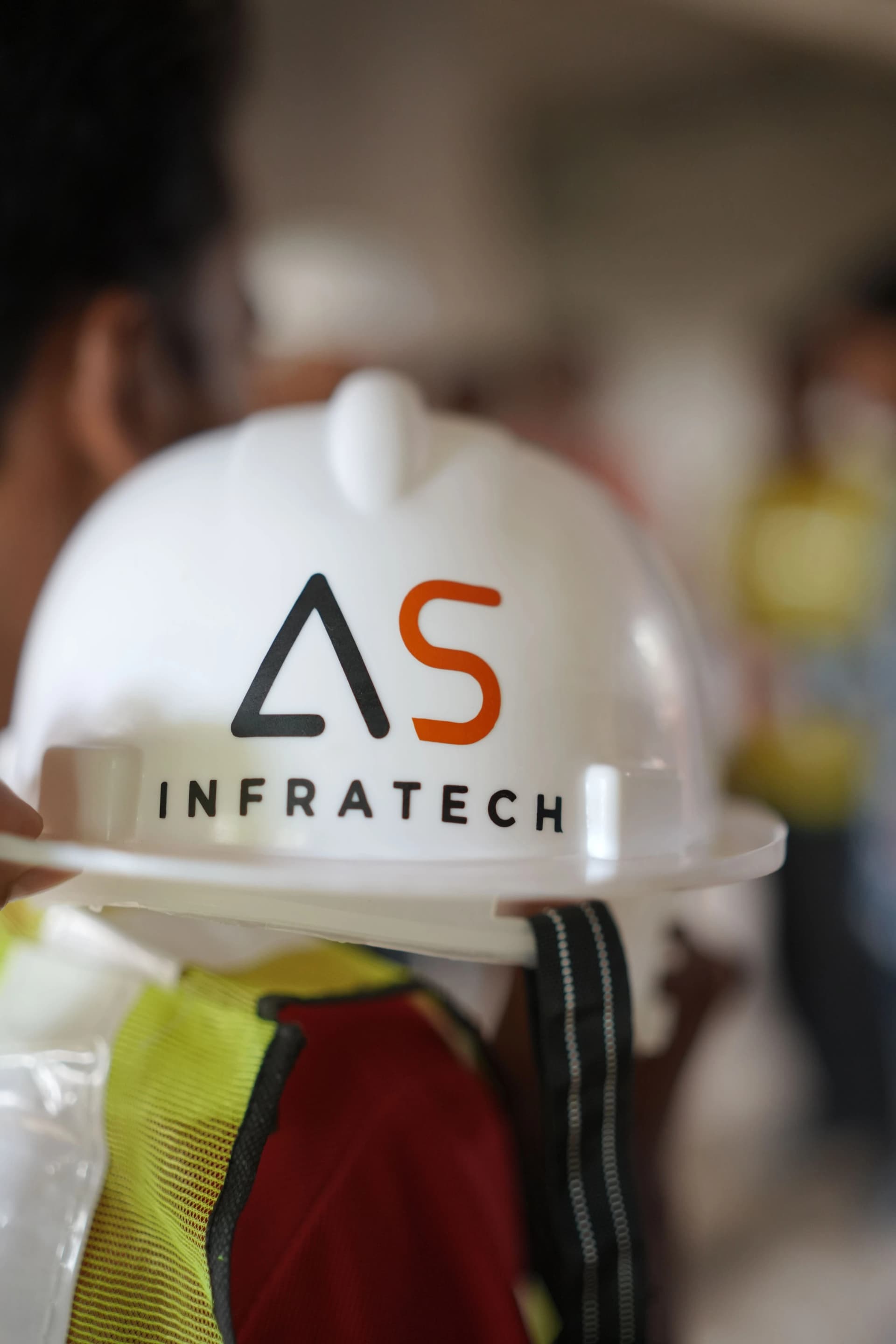 AS Infratech branded hard hat